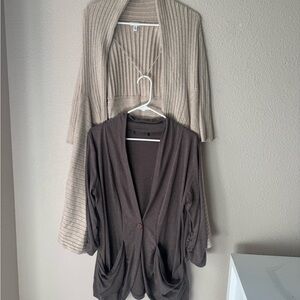 croft & barrow Cream and Brown Open-Front Cardigan Duo